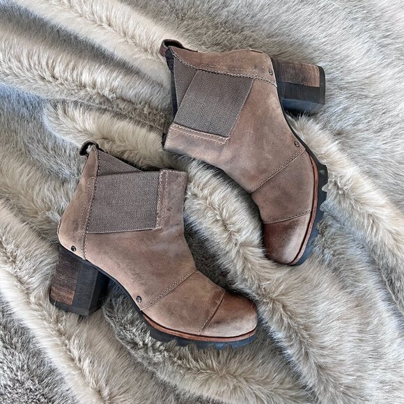 Sorel Addington Chelsea Heeled Boots Brown Leather Ankle Booties Size 6.5 - Picture 2 of 8